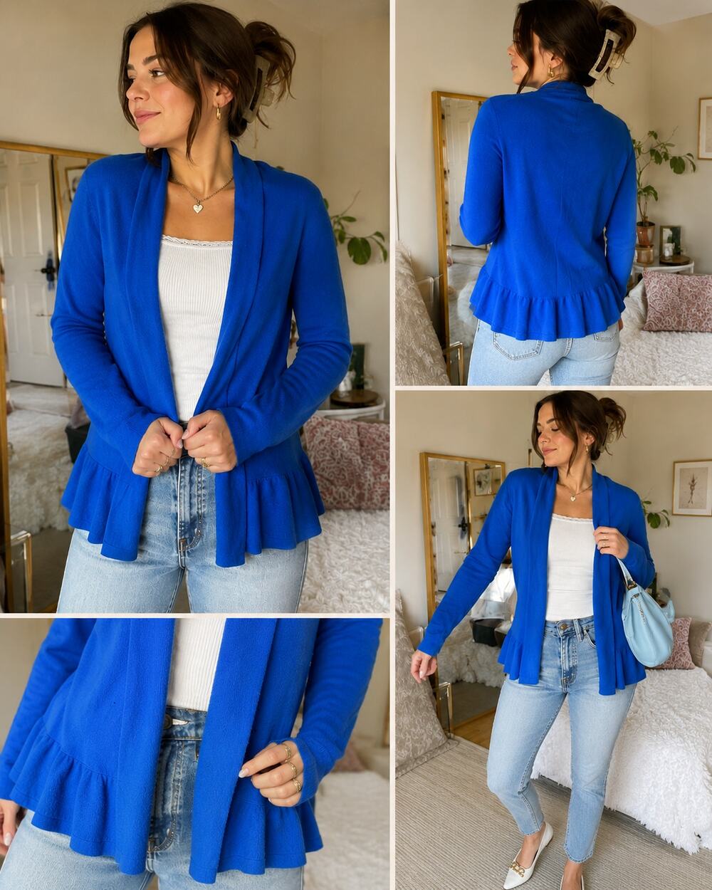 Lilly Pulitzer Bryn 100% Cashmere Blue Open Front Cardigan Size M